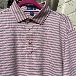 Stitch Damon Polo short sleeve golf shirt pink gray stripe M/L